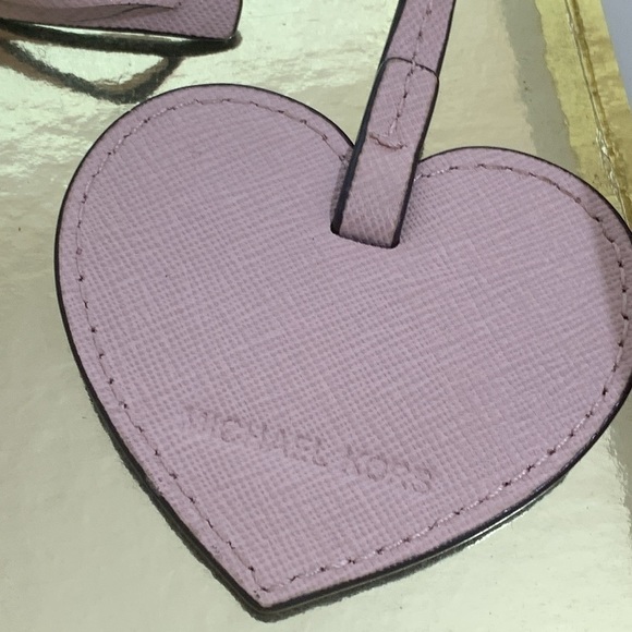Michael Kors | Ballet Pink Leather Heart Bag Charm Key Chain With Box - Picture 3 of 11